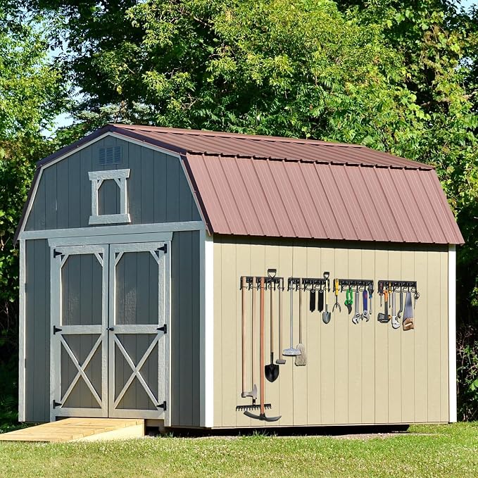 LEYU Metal Garage Tool Organizer Wall Mount, 2 Pack Garden Tool Organizer With Extension Cord Straps, Garage Organization Hooks and Hangers for Shed, Yard Storage, Wall Holder for Hanging Broom Mop