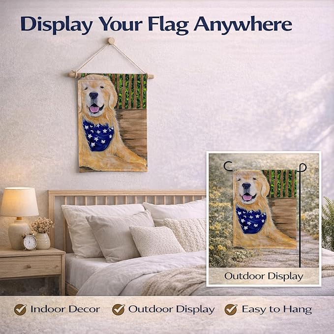 Caroline's Treasures SS8972GF Golden Retriever Garden Flag Mailbox Flag Decorative Yard Flag Banner Outside Patio Artwork Yard Flower Beds, Garden Size, Multicolor