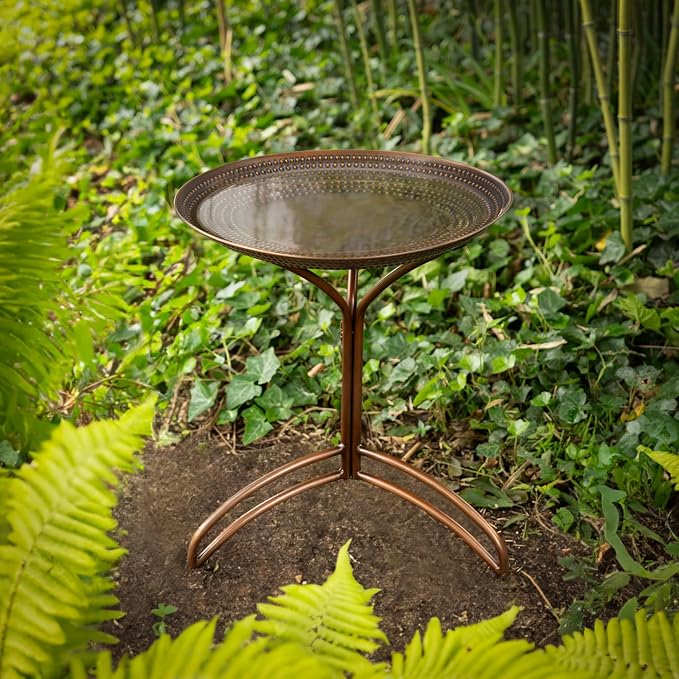 Good Directions 20" Diameter Tranquility Birdbath, Pure Copper Basin, Bronze Finish, Durable Aluminum Base, Bird Bath
