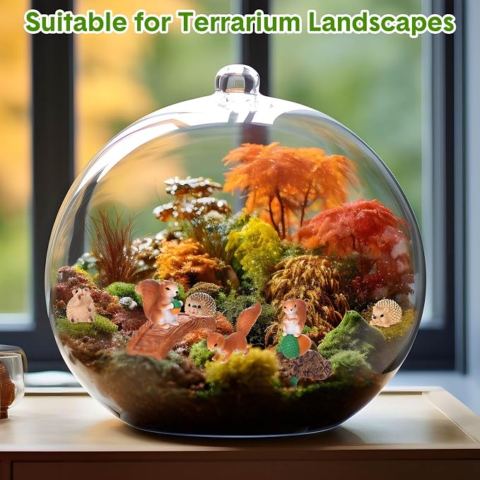 Unittype 33 Pcs Squirrel Garden Accessories Miniature Squirrel Figurines Tiny Resin Bridge Mushroom Pine Nuts Miniature Garden Kit for Craft Decoration