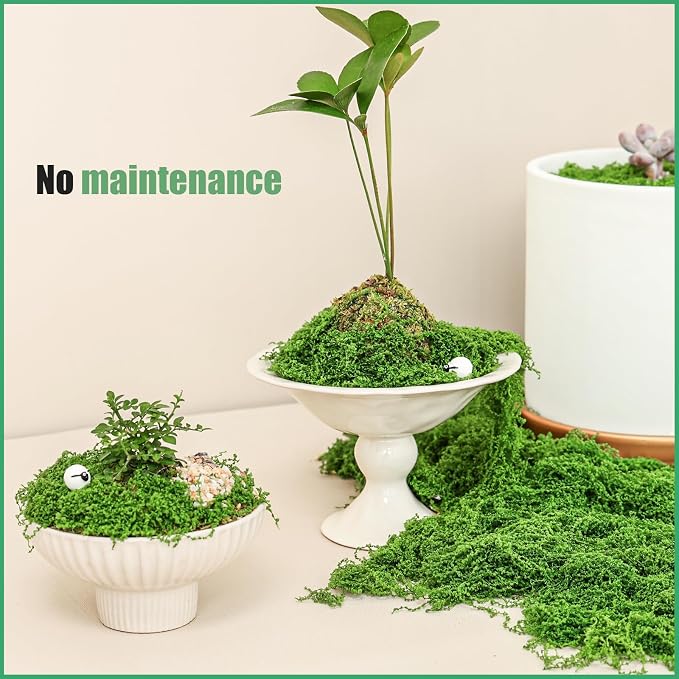 Fake Green Moss for Potted Plants Indoor,14.1oz Artificial Moss for DIY Crafts, Decorative Faux Grass for Planters, Model Making,Table Centerpieces,Walls, Wedding, Terrariums, Fairy Garden Accessories