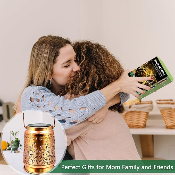 KY&BOSAM Solar Lanterns Outdoor Waterproof Unique Sunflower Garden Decor Birthday Gifts for Women Mom Grandma Hang Solar Lights Metal Solar Powered Decoration Outside for Yard Patio Backyard Pathway