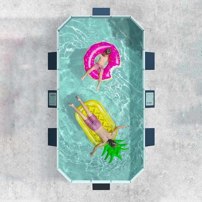 Folding Swimming Pool, Non Inflatable Pool Oversize Bath Pool Backyard Pool Foldable Pool for Whole Family Home Outdoor PVC Pool (1.6m/63in)