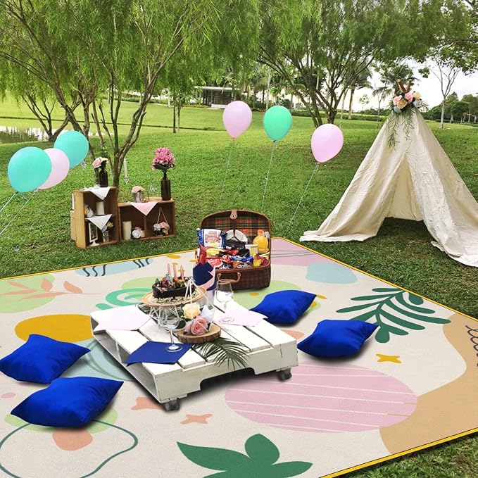 Supfitness Extra Large Picnic Blankets Waterproof Foldable (60 "x 80") Beach Blanket Waterproof Sandproof,3-Layer Thicking Mat Outdoor Packable Camping Blanket