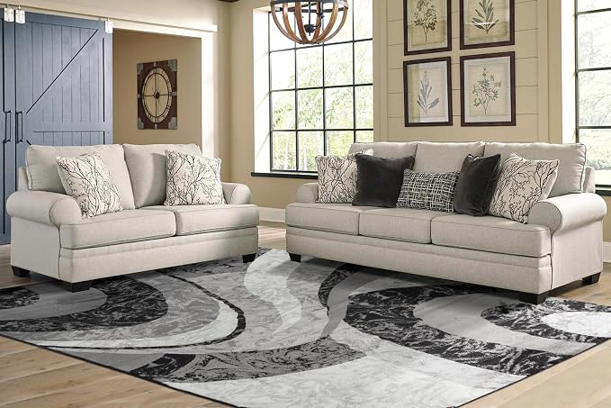 Yafa Home Fashion Modern Contemporary Swirls Design Area Rug, Luxurious, Elegant, and Fashionable Area Rug (Black/Grey, 5 ft X 7 ft)