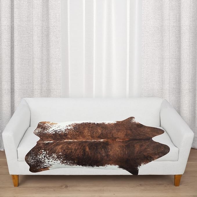 MACEVIA Faux Cowhide Rug Cute Cow Print Rugs Animal Area Carpet Western Decor for Living Room Bedroom Non-Slip 43.3" L x 29.5" W(3.6ft x 2.4ft)