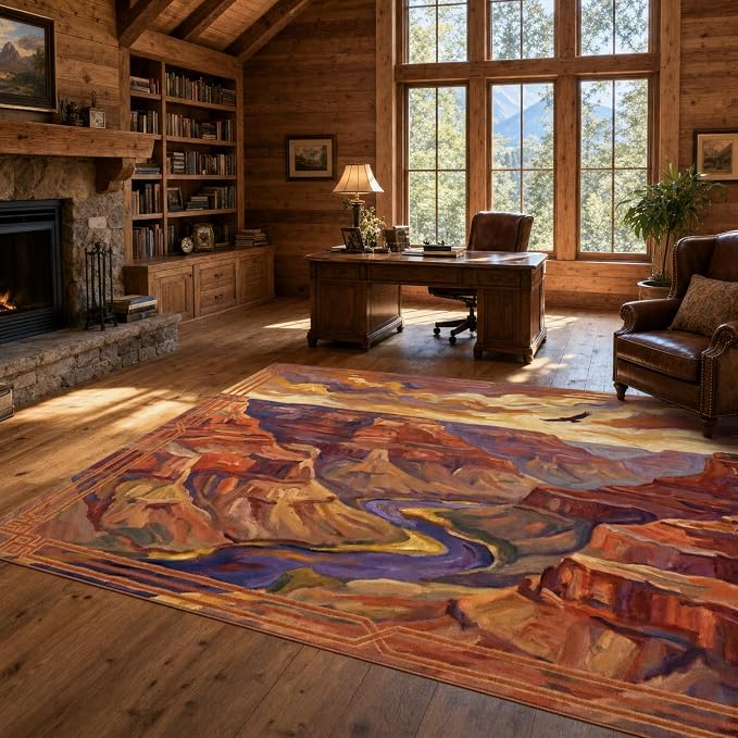 Southwestern Area Rug 5x7 Brown Rustic Western Rugs Carpet for Living Room