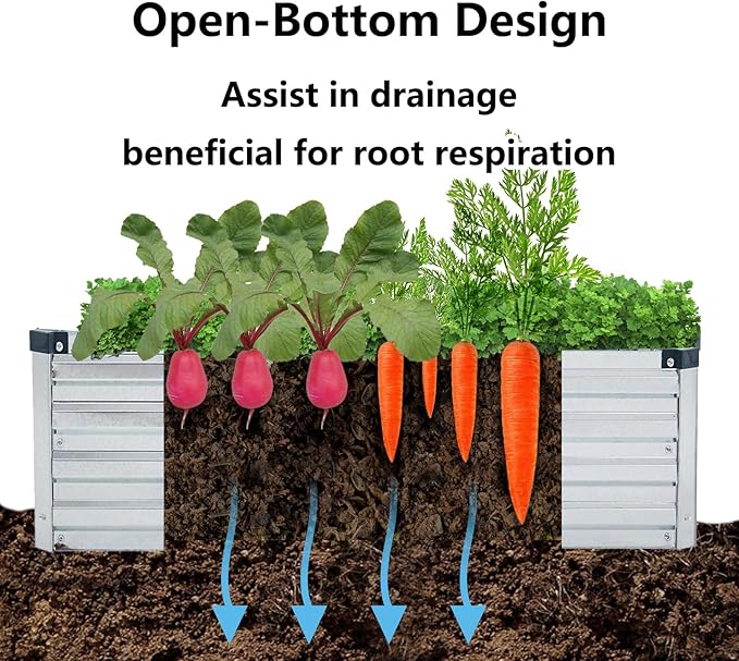 Meberam 2 Pack 6x3x1FT Galvanized Raised Garden Beds Kit Outdoor Metal Gardening Planter Box for Vegetable Elevated Flower Herbs,Silver