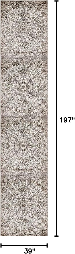 Unique Loom Sofia Collection Area Rug - Grace (3' 3" x 16' 5" Runner, Brown/ Ivory)