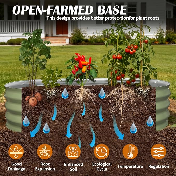 Galvanized Raised Garden Bed Kit, Planter Garden Boxes Outdoor, Oval Large Metal for Vegetables Fruits, Flowers Planter Boxes, Easy Assembly Garden Bed Kit (Silver, 6×3×1FT (2-Pack)