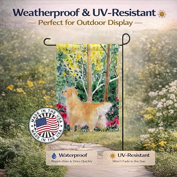 Caroline's Treasures SS8886GF Golden Retriever Garden Flag Mailbox Flag Decorative Yard Flag Banner Outside Patio Artwork Yard Flower Beds, Garden Size, Multicolor