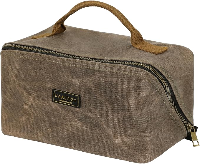 Tool Storage Pouch, Heavy Duty 16oz Waxed Canvas Tool Bag, Large - Capacity Tool Storage Organizer (Grey) - for Electrician Contractor