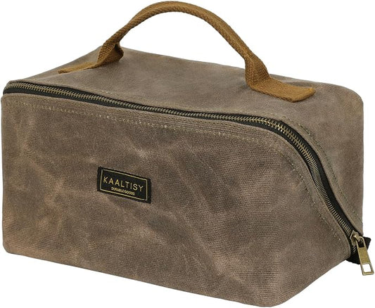 Tool Storage Pouch, Heavy Duty 16oz Waxed Canvas Tool Bag, Large - Capacity Tool Storage Organizer (Grey) - for Electrician Contractor