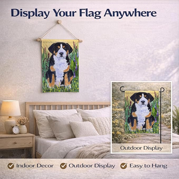 Caroline's Treasures SS8217GF Greater Swiss Mountain Dog Garden Flag Mailbox Flag Decorative Yard Flag Banner Outside Patio Artwork Yard Flower Beds, Garden Size, Multicolor
