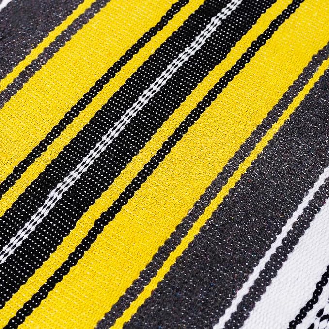 Airooglee Large Mexican Blanket - Perfect as Yoga Blanket, Outdoor Beach Serape Picnic Camping Woven Blanket, Boho Home Décor - Yellow