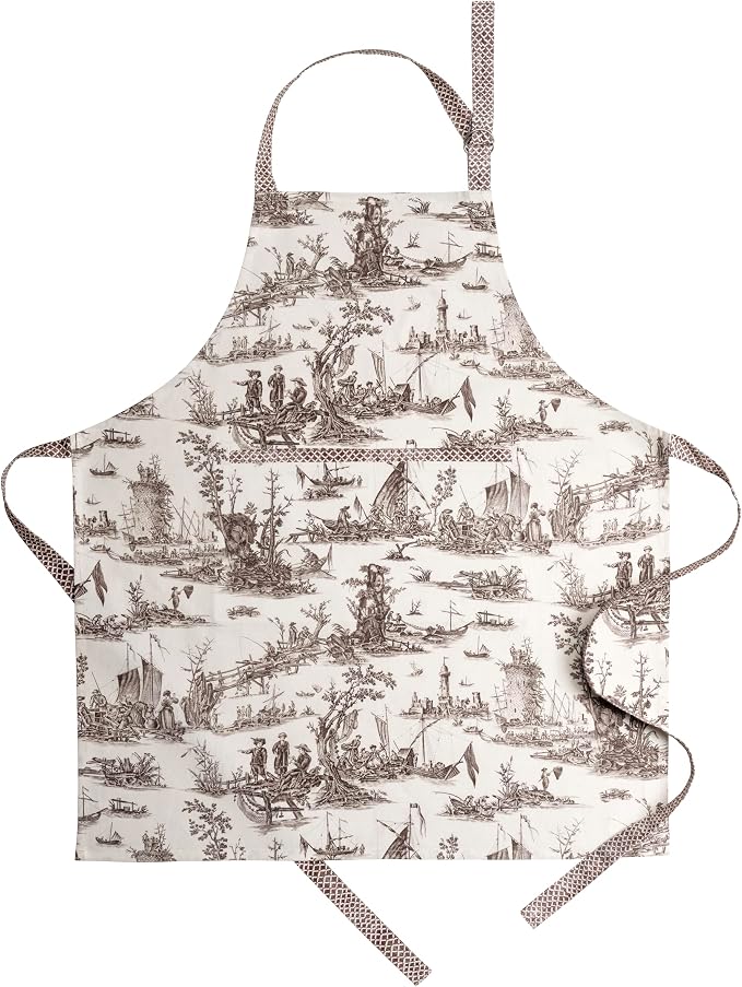 Maison d' Hermine Aprons for women with Pocket 100% Cotton (27.50"x31.50") | Adjustable Neck Strap & long ties Apron Men Chef Wedding Cooking Gardening Server Maid