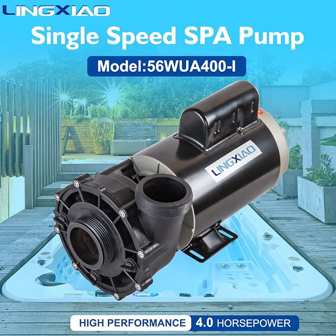 SPA Pump, Single Speed SPA Hot Tub Pump - 56 Frame LX SPA Pump Motor 4HP, 220-240V, 2" Port (Model: 56WUA400-I)