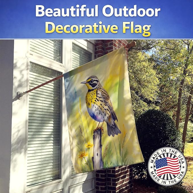 Caroline's Treasures Montana Western Meadowlark House Flag Large Porch Sleeve Pole Decorative Outside Yard Banner Artwork Wall Hanging, Polyester, House Size, Multicolor