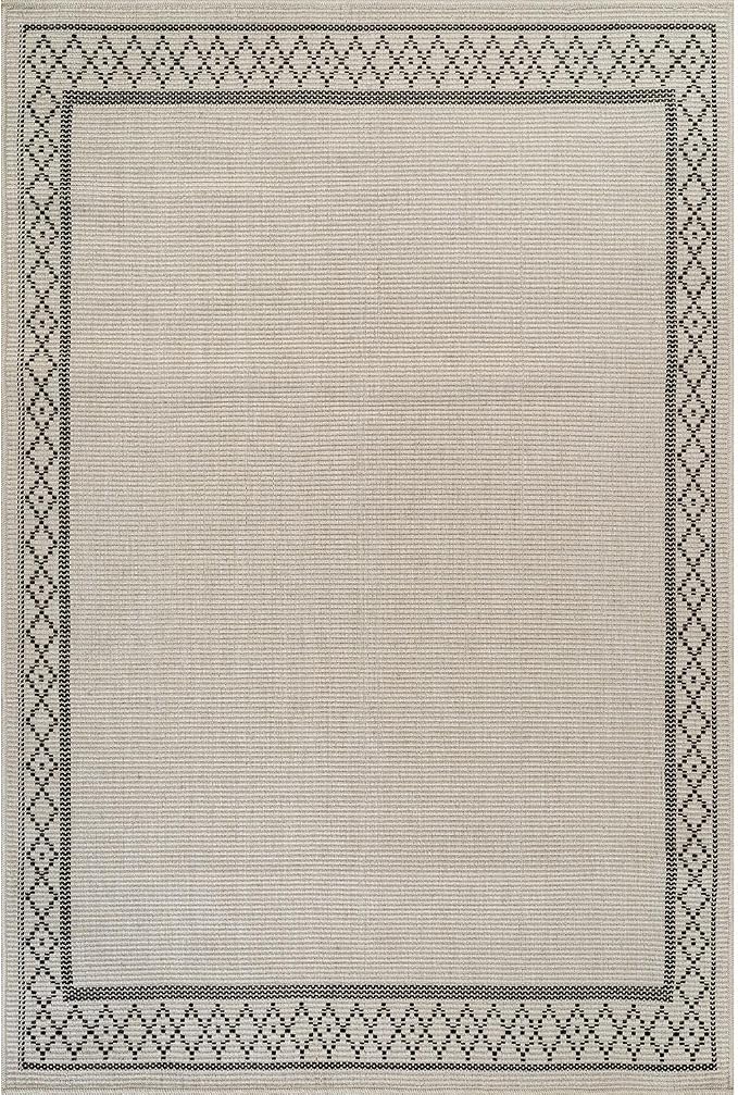 Luul Home Easy Jute Rugs 6x9 Frame Bone Color Living Room Indoor Outdoor Area Rug for Patio and Kitchen Rug High Traffic Washable Easy to Clean Solid Boho Woven Design Carpet (6 x 9)
