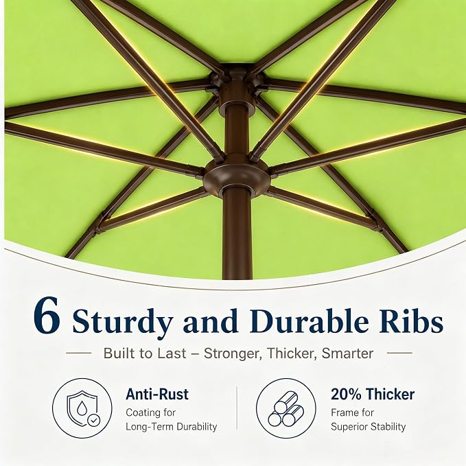 7.5ft Patio Umbrella, Outdoor Table Market Umbrella with Smooth Crank Lift, 6 Windproof Fiberglass Ribs, UPF50+ UV Protection for Deck, Pool, Garden and Backyard