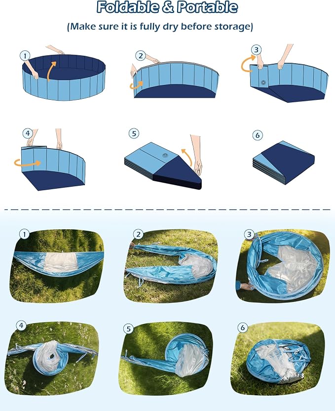 Jasonwell Kiddie Baby Pool with Canopy - Foldable Infant Toddler Kids Pool with Shade Baby Beach Essentials Tent Swimming Wading Pools for Toddlers 1-3 + Kids Dogs Ball Pit Backyard Water Play B, 79"