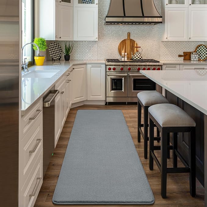 Amearea Modern Soft Hallway Runner Rug, 2x6 Feet Grey Washable Runner Rugs | Fluffy Bedroom Bedside Rugs, Indoor Non Slip Memory Foam Rug Carpet for Hallway Entrance Kitchen Living Room Decor