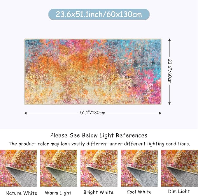 Lahome Kitchen Rugs, 2x4 Washable Rug with Soft Low-Pile for Entryway and Hallyway, Non-Slip&Small Carpet for Bathroom, Easy Clean Door-Friendly Mat, Kid&Pet Friendly Modern Decor 2x4 Galaxy