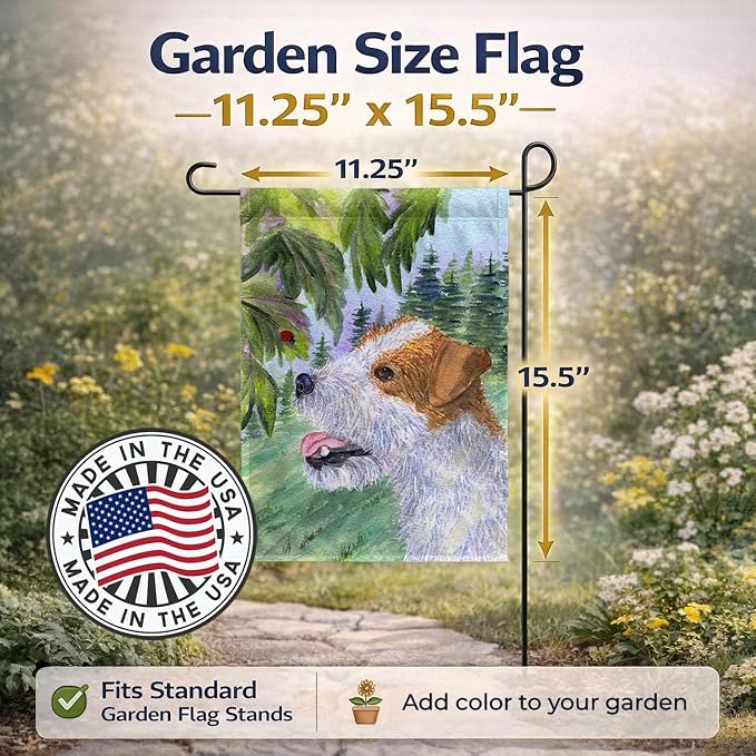 Caroline's Treasures SS8211GF Jack Russell Terrier Garden Flag Mailbox Flag Decorative Yard Flag Banner Outside Patio Artwork Yard Flower Beds, Garden Size, Multicolor