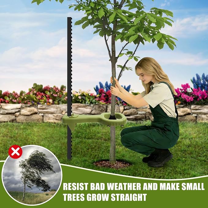 Tree Supports Young Trees, 4 PCS Tree Holder Stabilizer Support Trees Straightening Kit for Leaning Tree, Greater Stability Can Withstand Severe Weather（Unincluded T-Posts ）