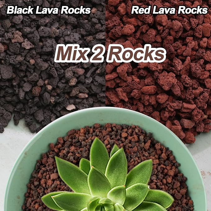 CJGQ 45lb Mix Lava Rocks for Plants - Horticultural Volcanic Rock Gravel for Landscaping