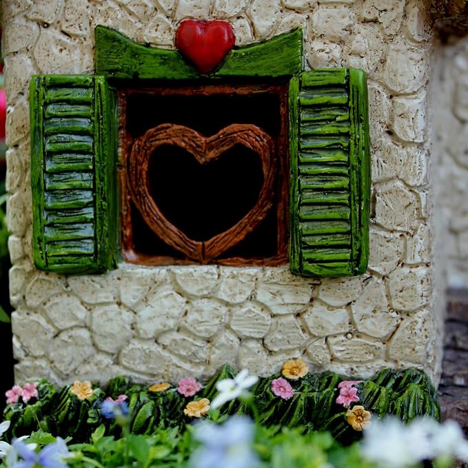 PRETMANNS Fairy Garden Houses for Outside – 7 Inch Fairy House with Opening Door – Miniature Fairy Garden Accessories Outdoor for Adults – Durable Fairy Village Décor