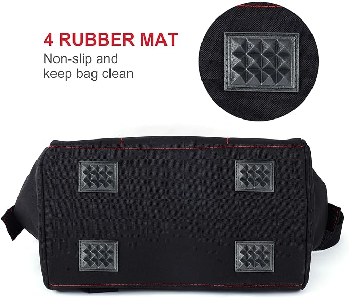 FASTPRO 14-Inch Zip-top Wide Mouth Open Storage Tool Bag, Classic Black&Red Design, Fashionable Design, 600D Polyester Fabric Material for Quality Endurance, With Adjustable Shoulder Strap
