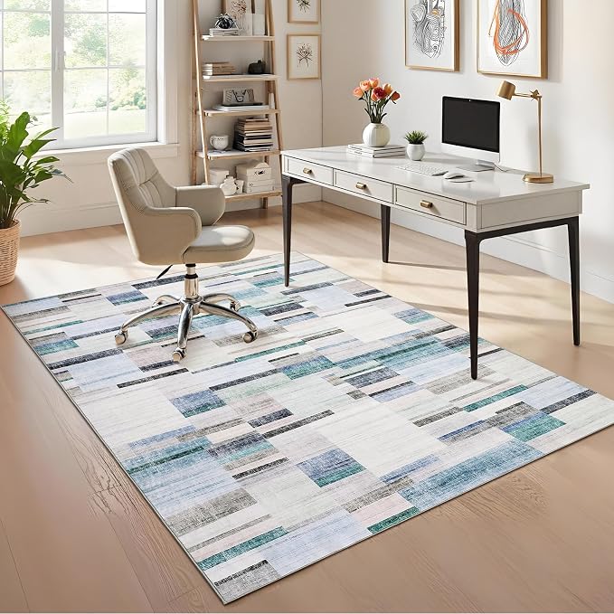 GarveeHome Geometric Area Rug 5x7 Washable Non Slip Bedroom Rug Modern Rugs for Living Room Soft Non Shedding Stain Resistant Low Pile Carpet for Dining Room Office Classroom