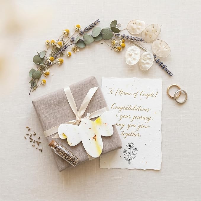 Yellow Bee Gift Tags with Wildflower Seeds - 24pcs Writable Gift Wrap Tags for Baby Showers, Mother's Day Present, Party Favors, DIY Crafts, & Earth Day Decorations