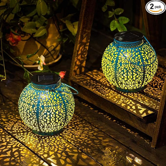 TAKE ME 2 Packs Solar Lanterns Outdoor Lights Waterproof Garden Lanterns for Patio,Outside Mothers Day Gifts Mom Wife Grandma Birthday Gifts [Set of 2]