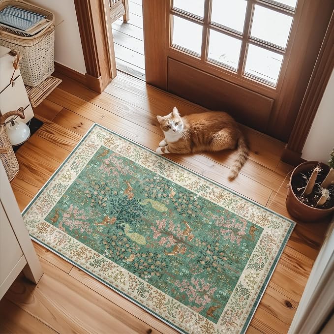 2x3 Washable Throw Rugs for Entryway: Small Area Rug Door Mat Indoor Entrance Non-Slip Low Pile Soft Kitchen Rug for Front Door Indoor Entrance Entry Bedroom Kids Room