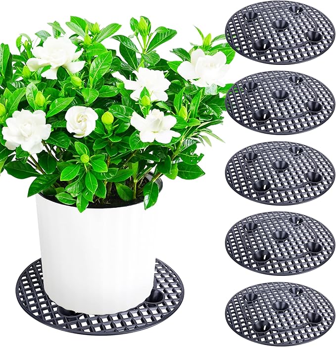 6Pack Large 15" Plant Level Pot Elevator, Heavy Duty Plant Stands, Plant Pot Saucer for Prevent Rot and Damage on Patio & Deck (40cm-6pcs, Black)