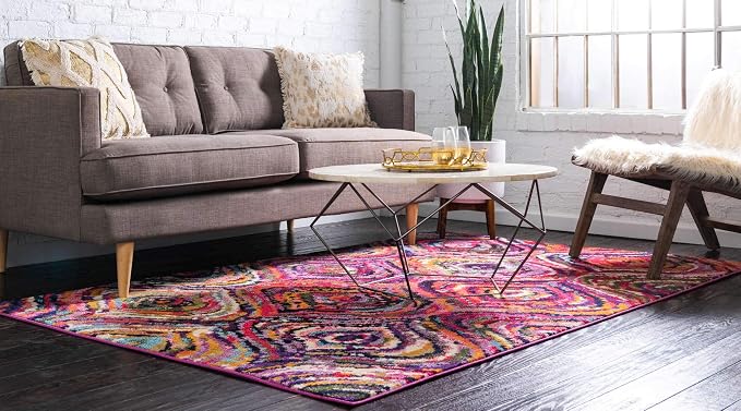 Unique Loom Estrella Collection Colorful, Abstract, Geometric, Gradient, Modern Area Rug (8' 0 x 11' 0 Rectangular, Multi/Pink)