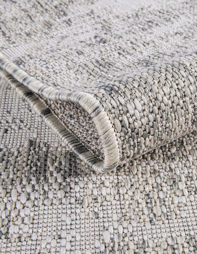 Unique Loom Outdoor Modern Collection Area Rug - Cartago (6' 1" Square Gray/Ivory)