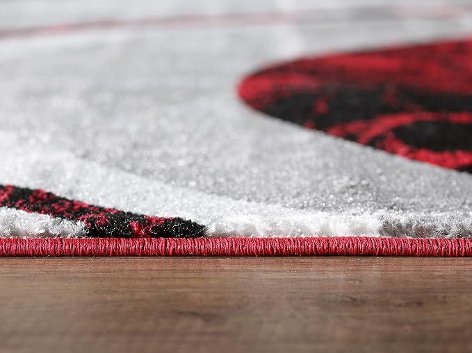 Yafa Home Fashion Modern Contemporary Swirls Design Area Rug, Luxurious, Elegant, and Fashionable Area Rug (Red, 2 ft X 7 ft)