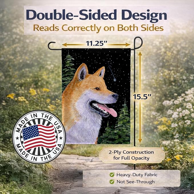 Caroline's Treasures SS8598GF Shiba Inu Garden Flag Mailbox Flag Decorative Yard Flag Banner Outside Patio Artwork Yard Flower Beds, Garden Size, Multicolor