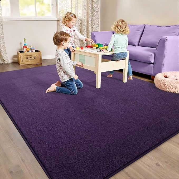 Vasofe 6x9 Purple Area Rugs for Bedroom, Super Soft Living Room Dorm Rug | Low Pile Thickened Memory-Foam Throw Carpet, Non-Slip Washable Carpets for Kids Boys Girls Room Nursery Playroom Home Decor