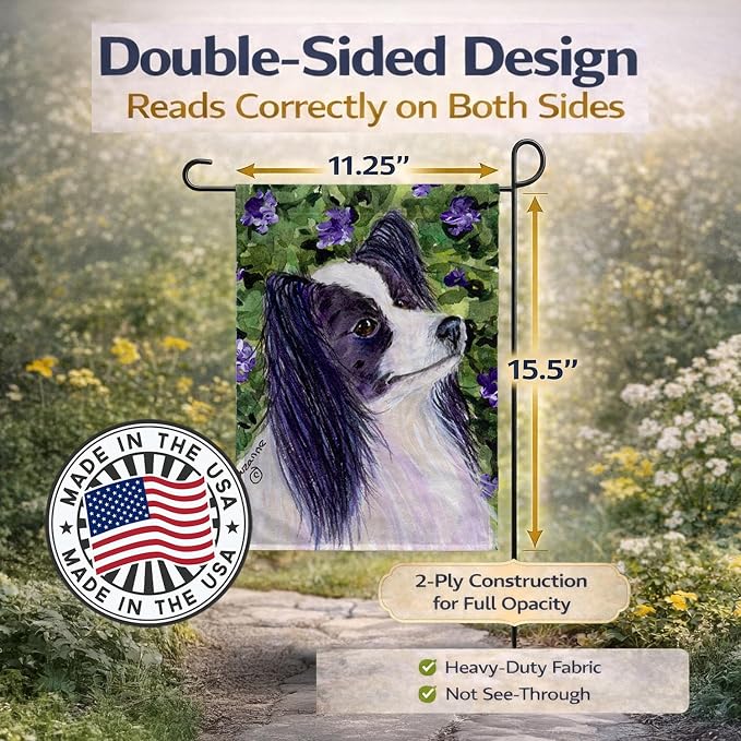 Caroline's Treasures SS8896GF Papillon Garden Flag Mailbox Flag Decorative Yard Flag Banner Outside Patio Artwork Yard Flower Beds, Garden Size, Multicolor