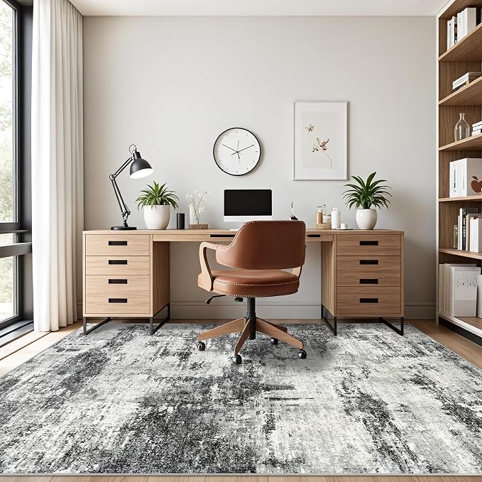 Tosuoka 5x7 Area Rugs for Living Room Abstract Washable Black Rug | With Anti-Slip Backing，Non-Shedding，Stain-Resistant，Soft Modern Large Carpet for Bedroom Dining Room Farmhouse Nursery