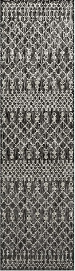 Nourison Home Positano Black 2'2" x 8' Area Rug - Easy Clean, Non Shedding, Bed Room, Living Room, Dining Room, Kitchen (8' Runner)