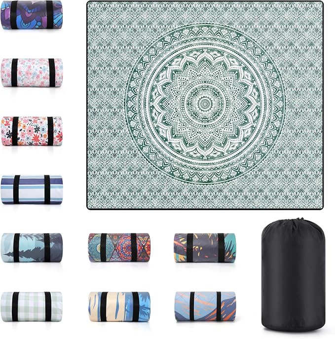 60x80" Extra Large Picnic Blankets Waterproof Sandproof Couple Outdoor Beach Blanket Foldable Grass Park Lawn Concert Mat Summer Camping Essentials Rv Travel Vacation Accessories Festival Gift