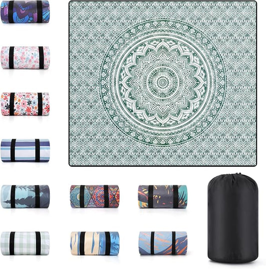 60x80" Extra Large Picnic Blankets Waterproof Sandproof Couple Outdoor Beach Blanket Foldable Grass Park Lawn Concert Mat Summer Camping Essentials Rv Travel Vacation Accessories Festival Gift