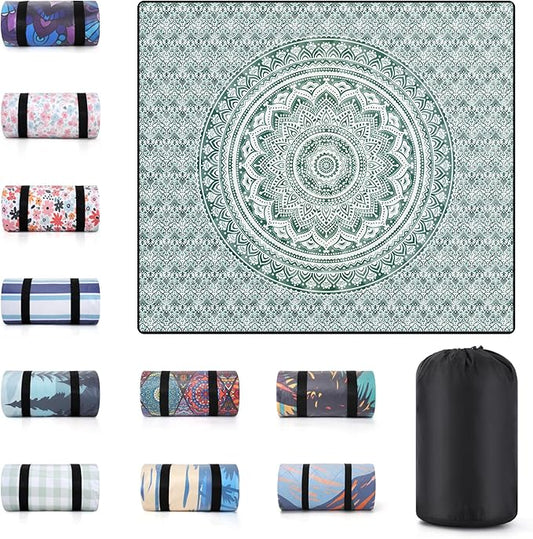 80x80" Extra Large Picnic Blankets Waterproof Sandproof Couple Outdoor Beach Blanket Foldable Grass Park Lawn Concert Mat Summer Camping Essentials Rv Travel Vacation Accessories Festival Gift
