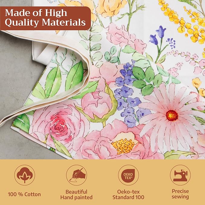 Maison d' Hermine Aprons for women with Pocket 100% Cotton (27.50"x31.50") | Adjustable Neck Strap & long ties Apron Men Chef Wedding Cooking Gardening Server Maid