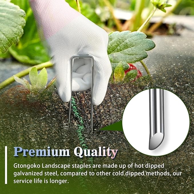 Gtongoko 500 Pack Landscape Staples 6 Inch, 11 Gauge Heavy Duty Galvanized Sod Staples for Weed Barrier Fabric, Ground Cover, Artificial Turf, Commercial Landscaping and Garden Projects